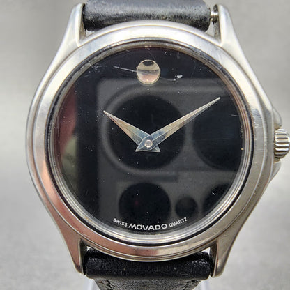 Movado Museum Watch Women 28mm Black Dial Steel Round New Battery 84E408231