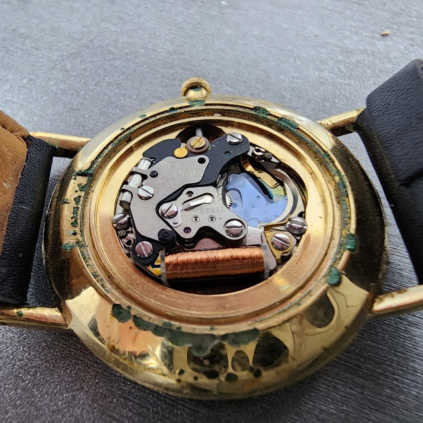 VTG Seiko Watch men 32mm Champagne Dial Gold Tone 26210140 PARTS10