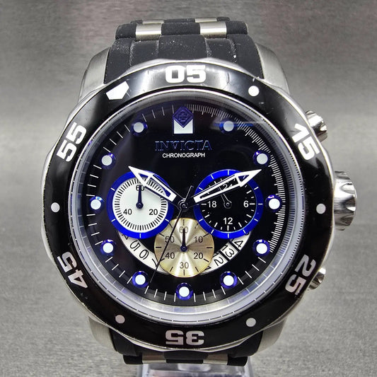 Invicta Pro Diver Chronograph Watch Men 48mm Black Dial Steel Date 24851 New Bat0