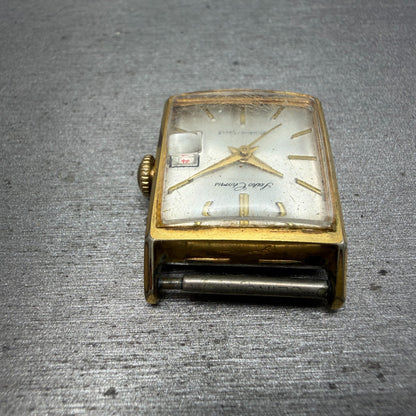 Seiko Chronos Tank Watch Women 20mm Silver Dial Gold Tone Date Manual 333010 Run4