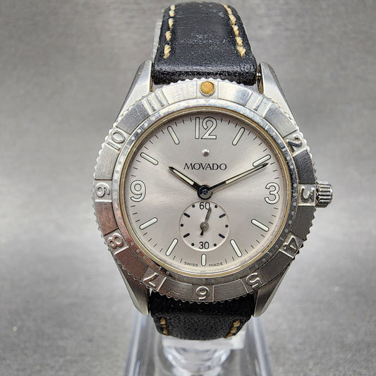 Movado Gentery Watch Women 28mm Black Dial Steel Round 84 E9 1860 New Battery0