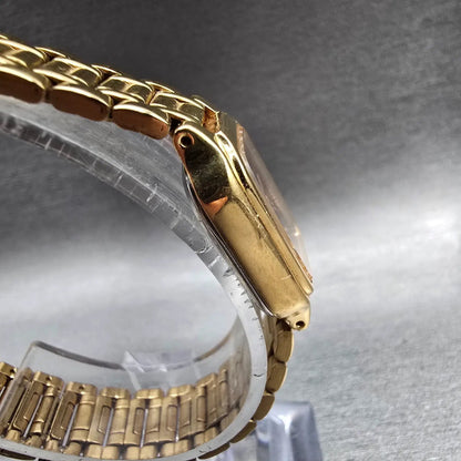 Seiko Tank Watch Women 18mm Black Dial Gold Tone Rectangle V401-5528 New Battery3