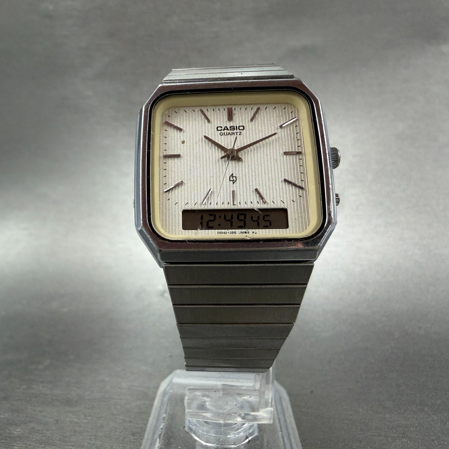 Casio AQ-331 Watch Men 31mm White Dial Silver Tone Chrono READ!!!!!! New Battery5
