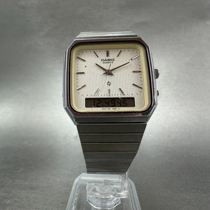 Casio AQ-331 Watch Men 31mm White Dial Silver Tone Chrono READ!!!!!! New Battery5