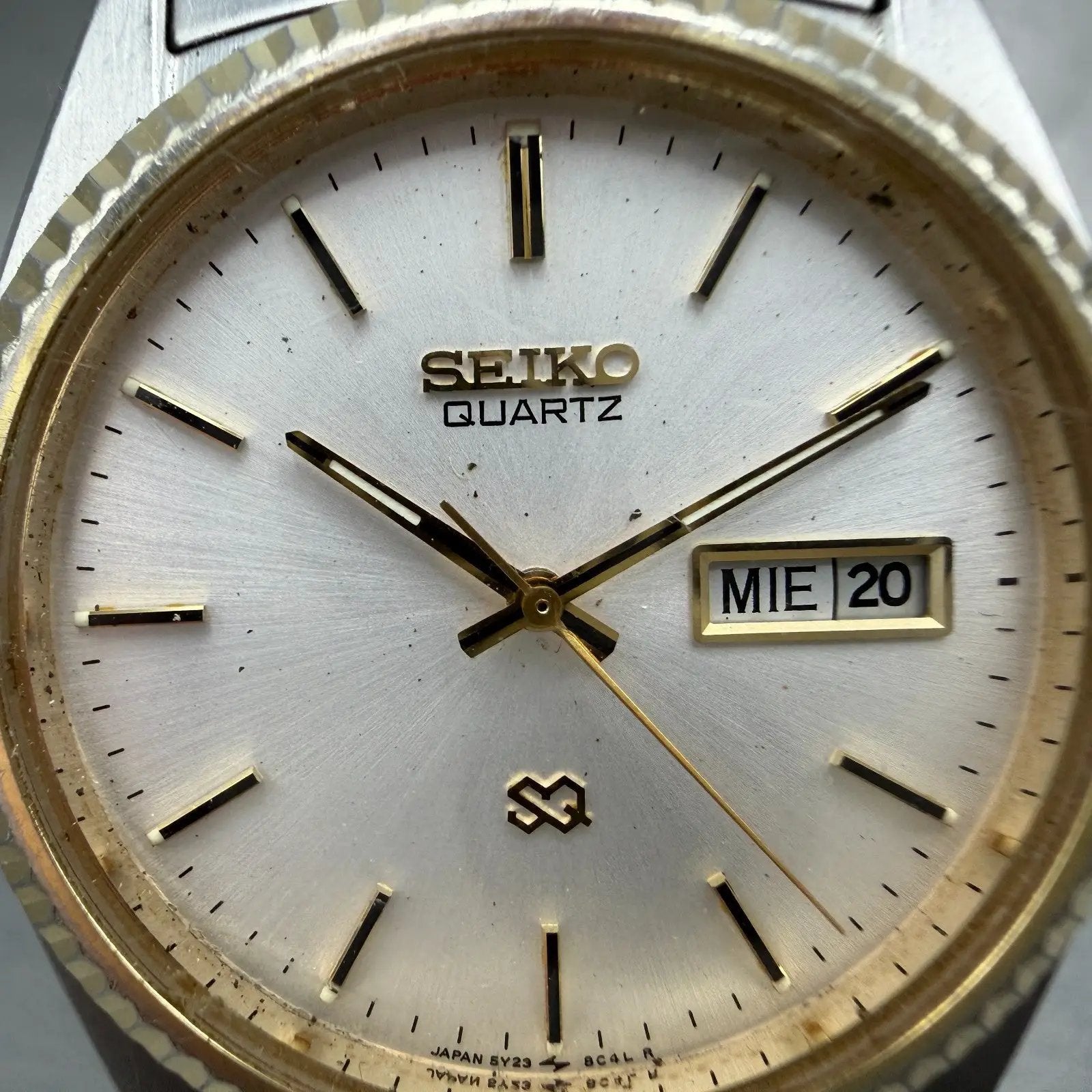 Seiko SQ President Watch Men 36mm Silver Dial Two Tone Daydate Round New Battery1