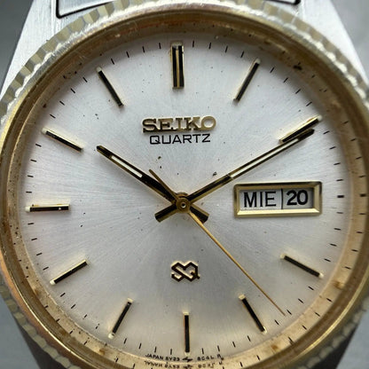 Seiko SQ President Watch Men 36mm Silver Dial Two Tone Daydate Round New Battery1