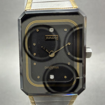 Rado Diastar Watch Women 18mm Black Dial Two Tone Rectangle 153.1016.3 New Batt1