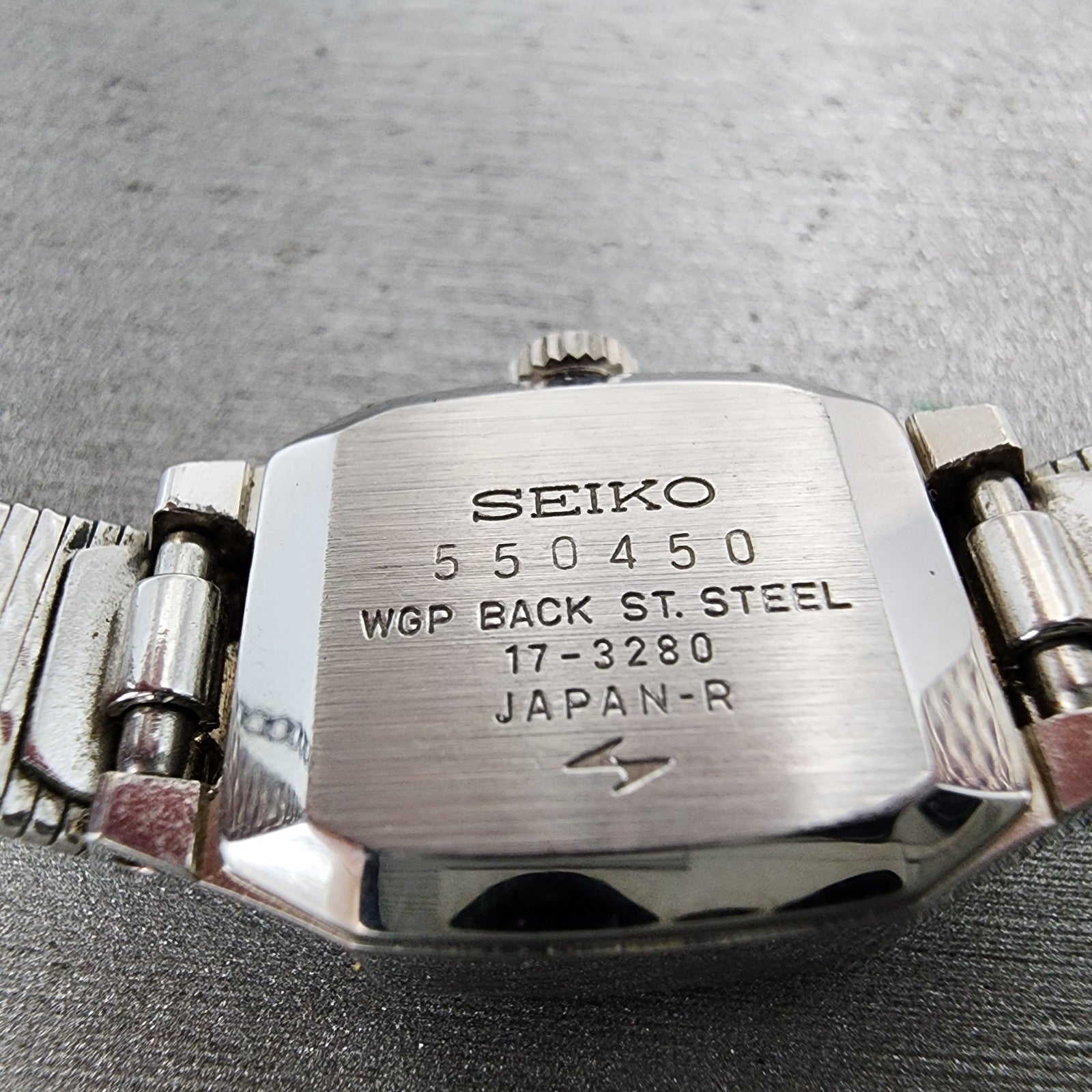 Seiko Watch Women 17mm Silver Dial Gold Plated Rectangle Manual 173280 Runs9