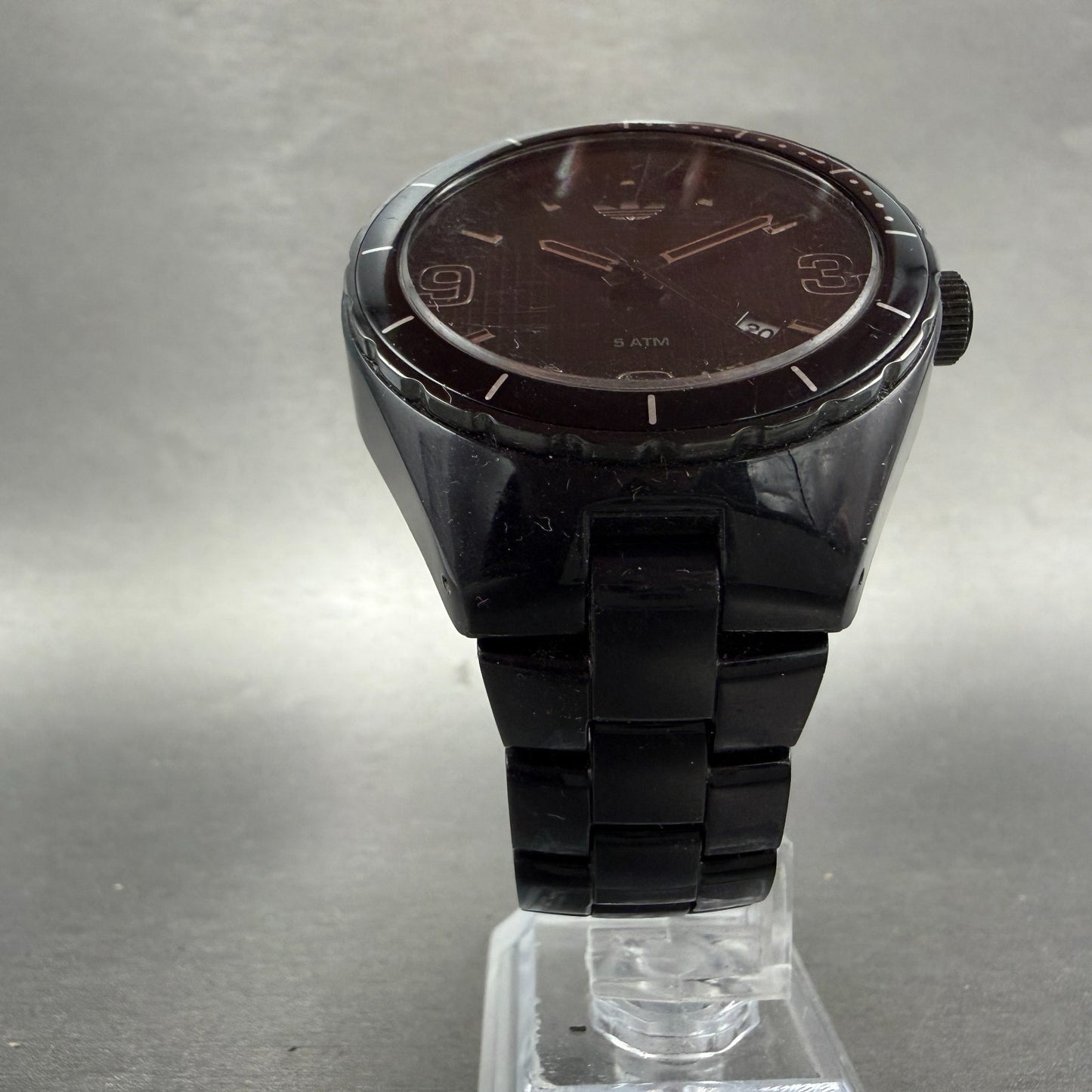 Adidas Cambridge Watch Men 44mm Black Dial Black Tone Date Round New Battery5