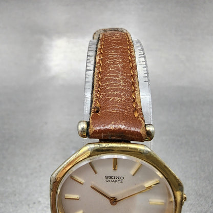 Seiko Watch Women 24mm White Dial Gold Tone Octagon 16-0150 New Battery