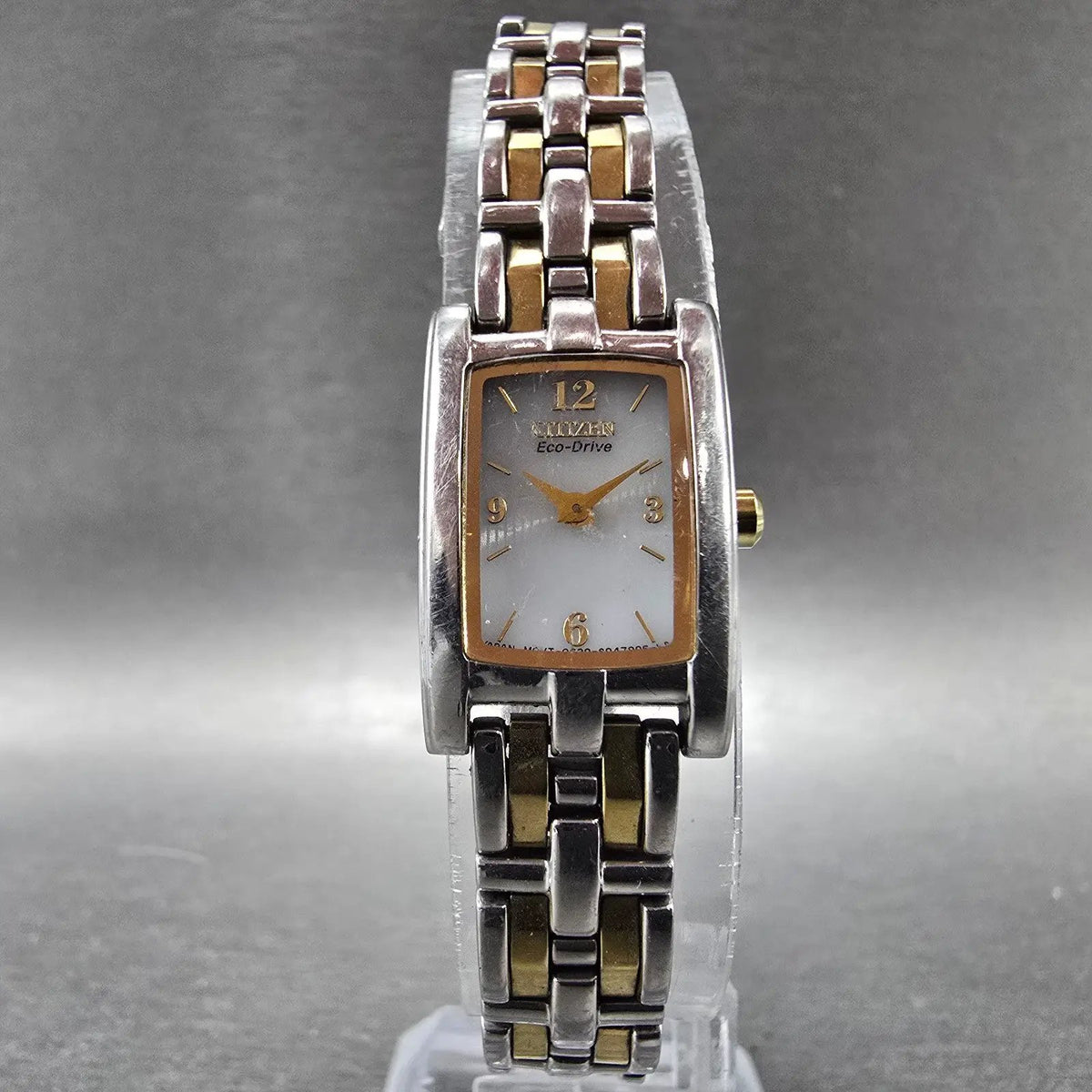 Citizen Eco-Drive Tank Watch Women 14mm White Dial Two Tone Rectangle G620 Runs6