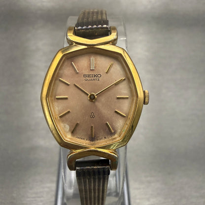 Seiko Watch Women 20mm Champagne Dial Gold Tone Oval 2320-5680 New Battery0