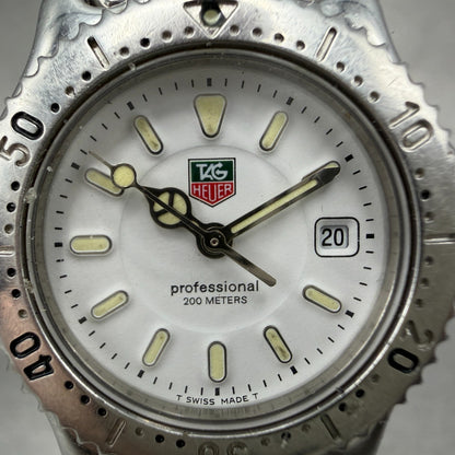 Tag Heuer Professional Dive Watch Women 28mm White Dial Steel Date WG1310 NewBat1