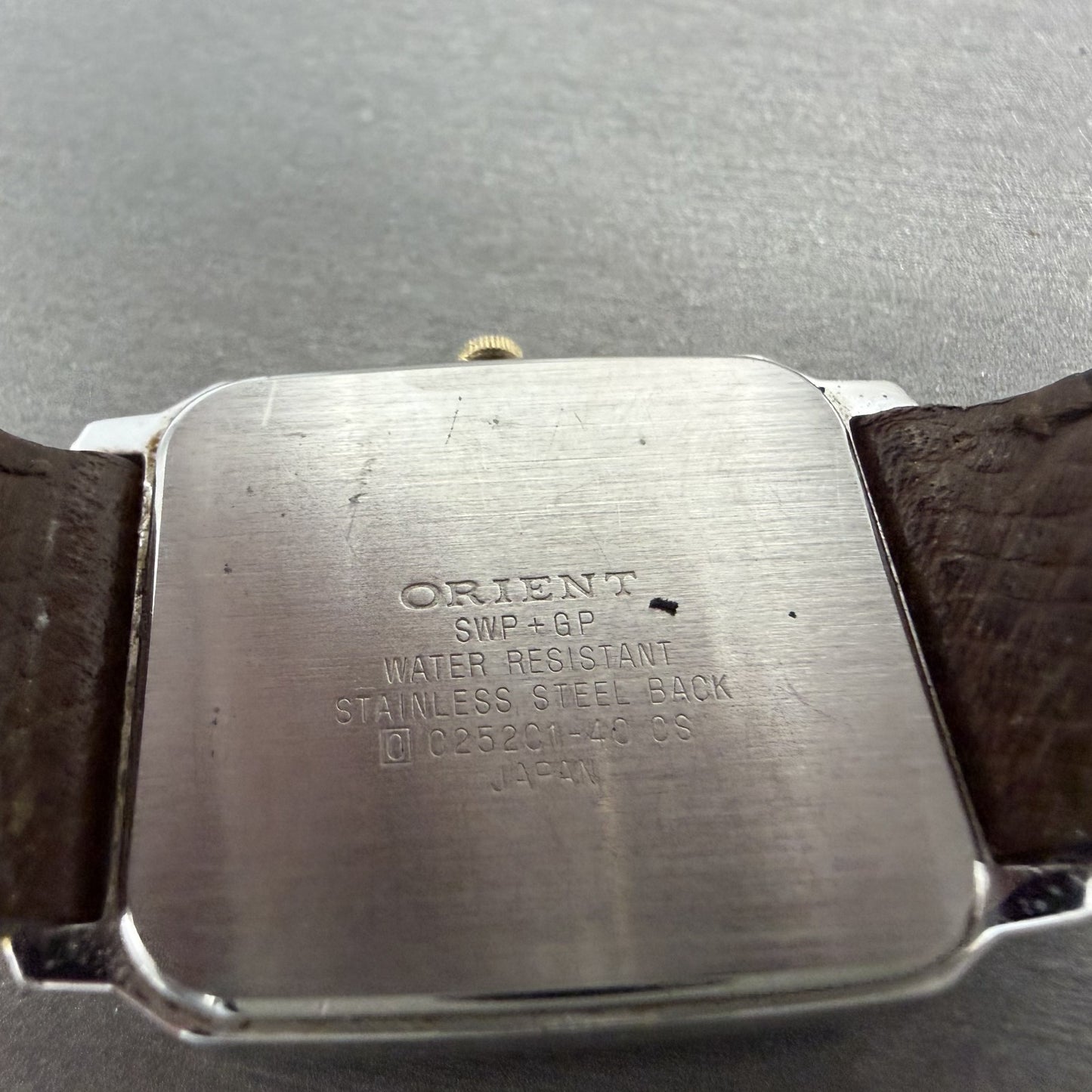 Orient Lisblank Tank Watch Men 27mm Champagne Dial Silver Tone Octagon New Batt9