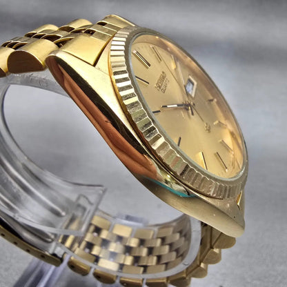 Seiko President Watch Men 35mm Gold Dial Gold Tone Daydate 5Y23-8A60 New Battery3