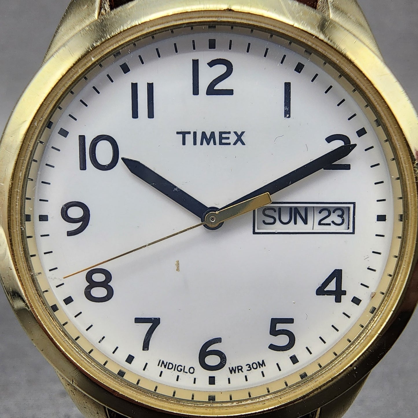 Timex Easy Reader Watch Men 36mm White Dial Gold Tone Round Daydate New Battery1