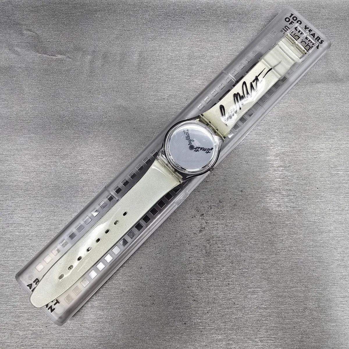 Swatch Time to Reflect Watch Men 34mm Silver Dial Clear Case GZ143 New Batt NOS14