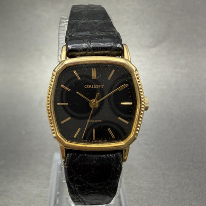 Orient Watch Women 21mm Black Dial Gold Tone Hexagon A05480-10 New Battery0