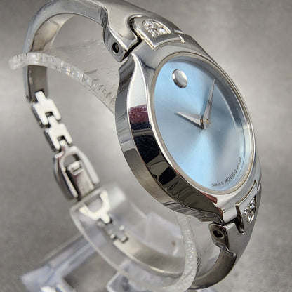 Movado Kara Watch Women 24m Blue Dial Steel Diamond Accent 84A11846 New Batt3