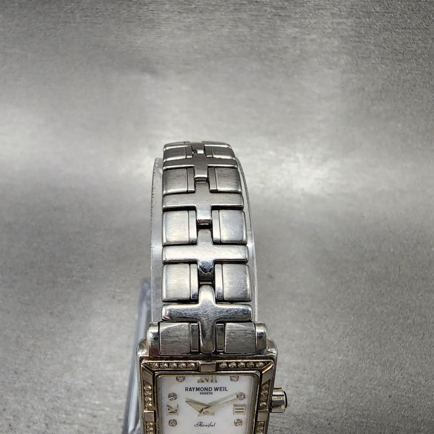Raymond Weil Parsifal Tank Watch Women 19mm MOP Dial Steel Diamonds New Battery4