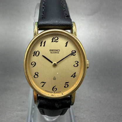 Seiko Watch Women 22mm Champagne Dial Gold Tone Oval 2320-5290 New Battery VTG0