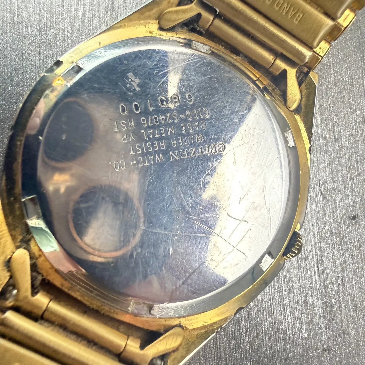 Citizen CQ Watch Men 35mm Gold Dial Gold Tone Daydate Round 6100-S24876 New Batt10