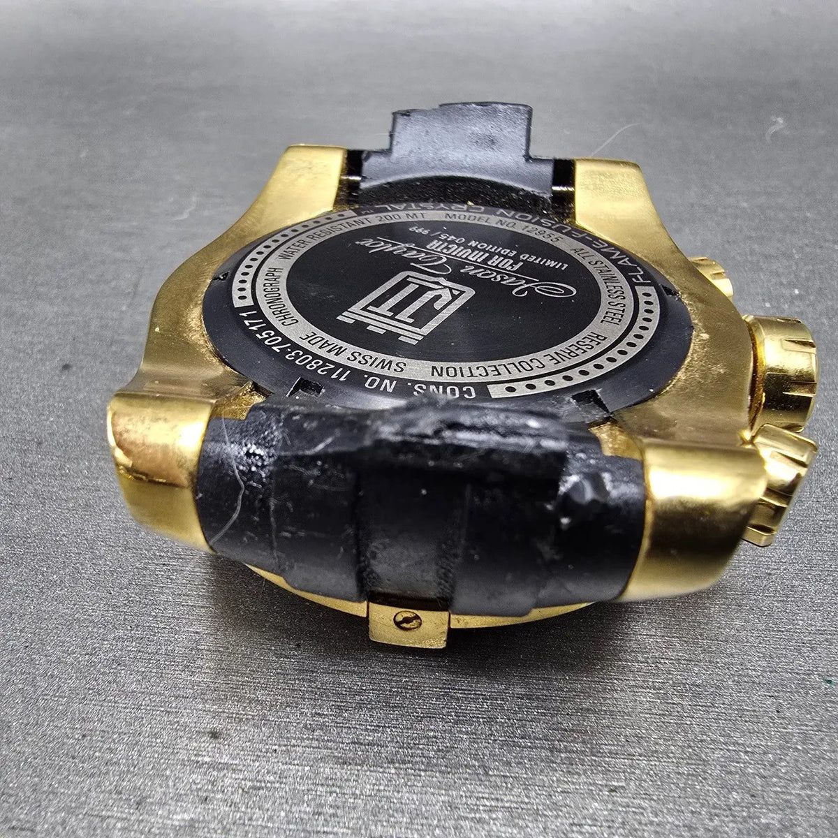 Invicta Jason Taylor Chronograph Watch Men 53mm Black Dial Gold Date 12955 READ10