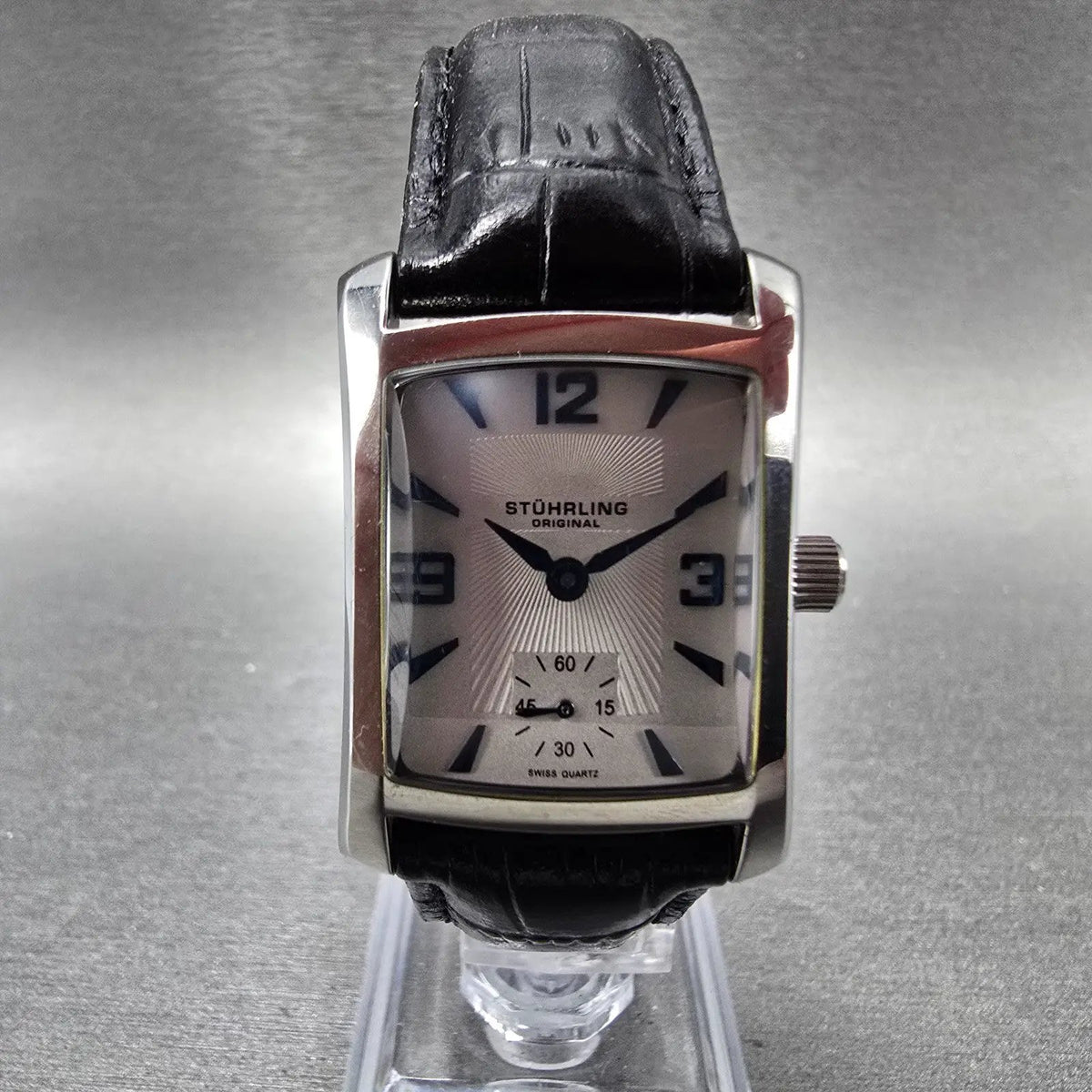 Stührling Gatsby Watch Women 23mm White Dial Silver Tone Rectangle New Battery0