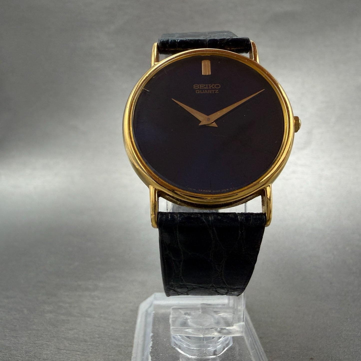 Seiko Watch Men 32mm Blue Dial Gold Tone Round 7N00-7A49 New Battery Vintage5