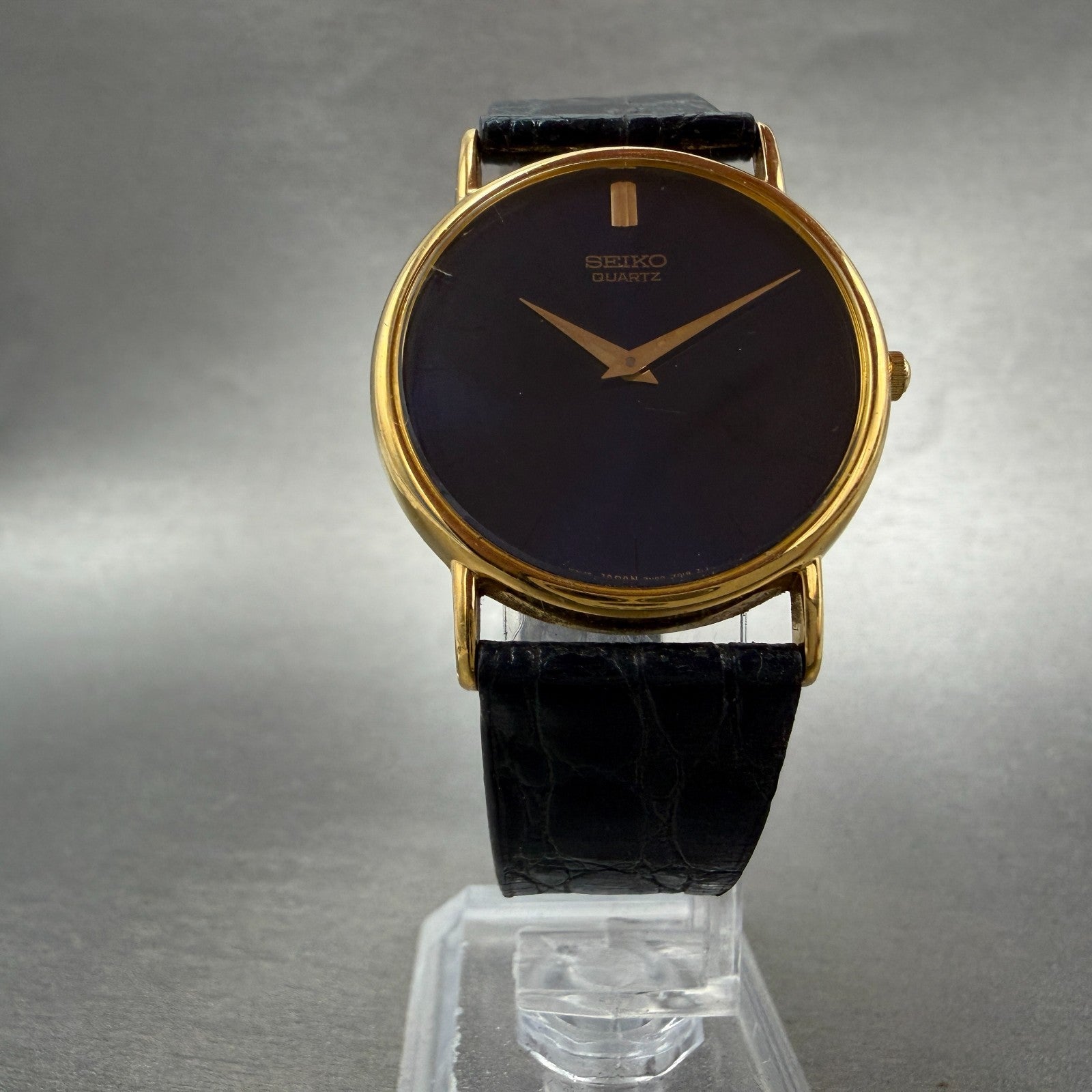 Seiko Watch Men 32mm Blue Dial Gold Tone Round 7N00-7A49 New Battery Vintage5