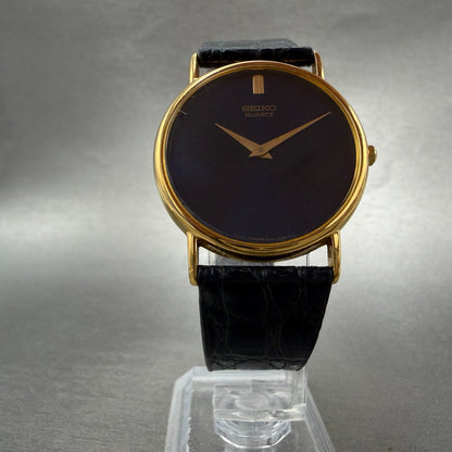 Seiko Watch Men 32mm Blue Dial Gold Tone Round 7N00-7A49 New Battery Vintage5
