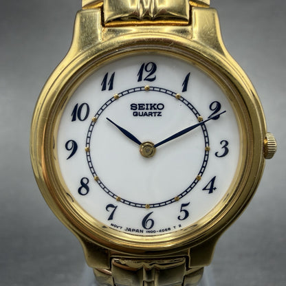 Seiko Watch Women 26mm White Dial Gold Tone Round Vintage 1N00-1B50 New Battery1