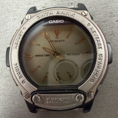 Casio Twincept ABX-60 Watch Men 44mm Ana Digi Black Silver Alarm Chrono PARTS2