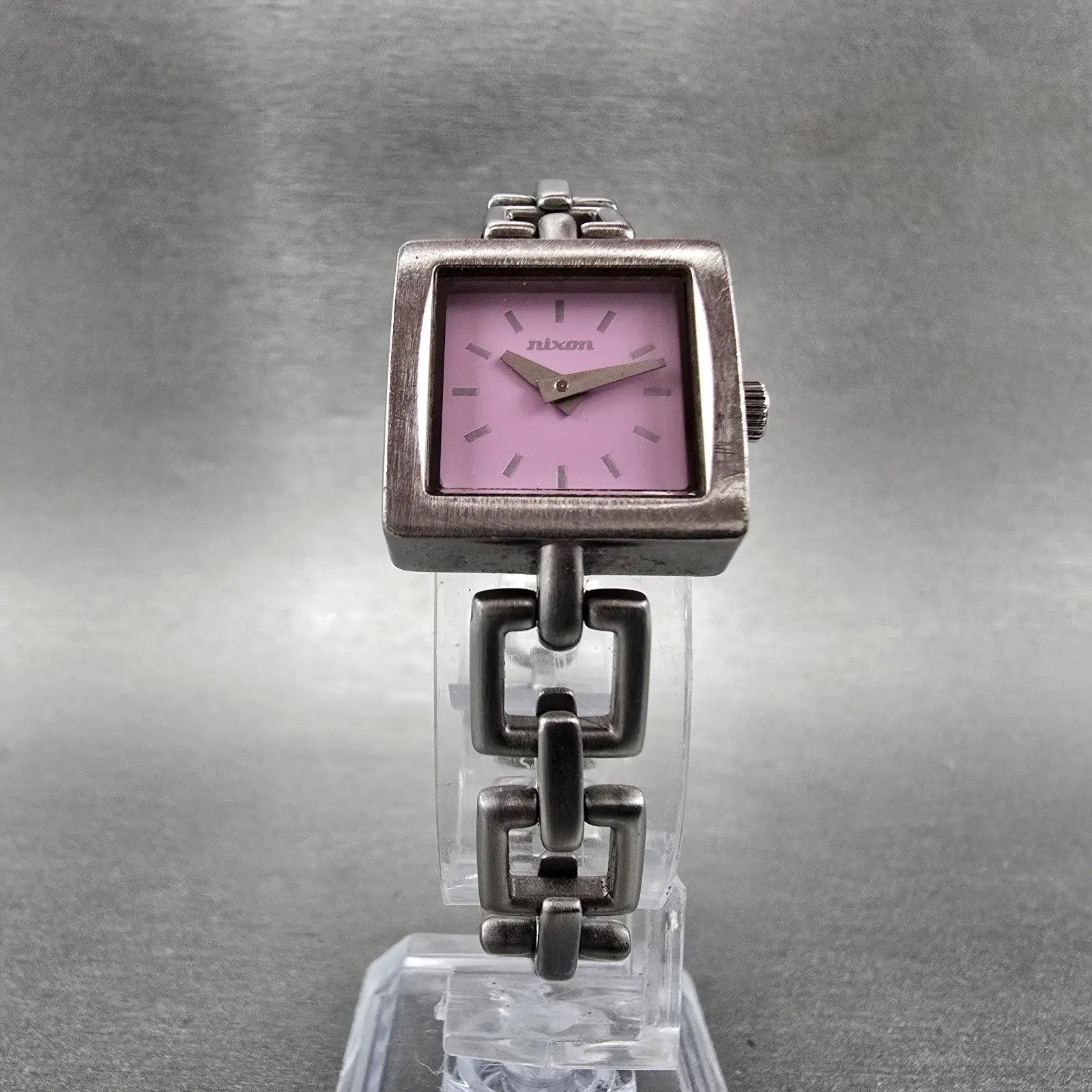 Nixon The Charm Watch Women 19mm Pink Dial Silver Tone Square New Battery5