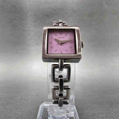 Nixon The Charm Watch Women 19mm Pink Dial Silver Tone Square New Battery5