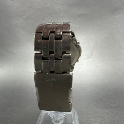 Casio Lineage Watch Men 41mm Gray Dial Titanium Ana Digi Alarm Chrono Works AVS7