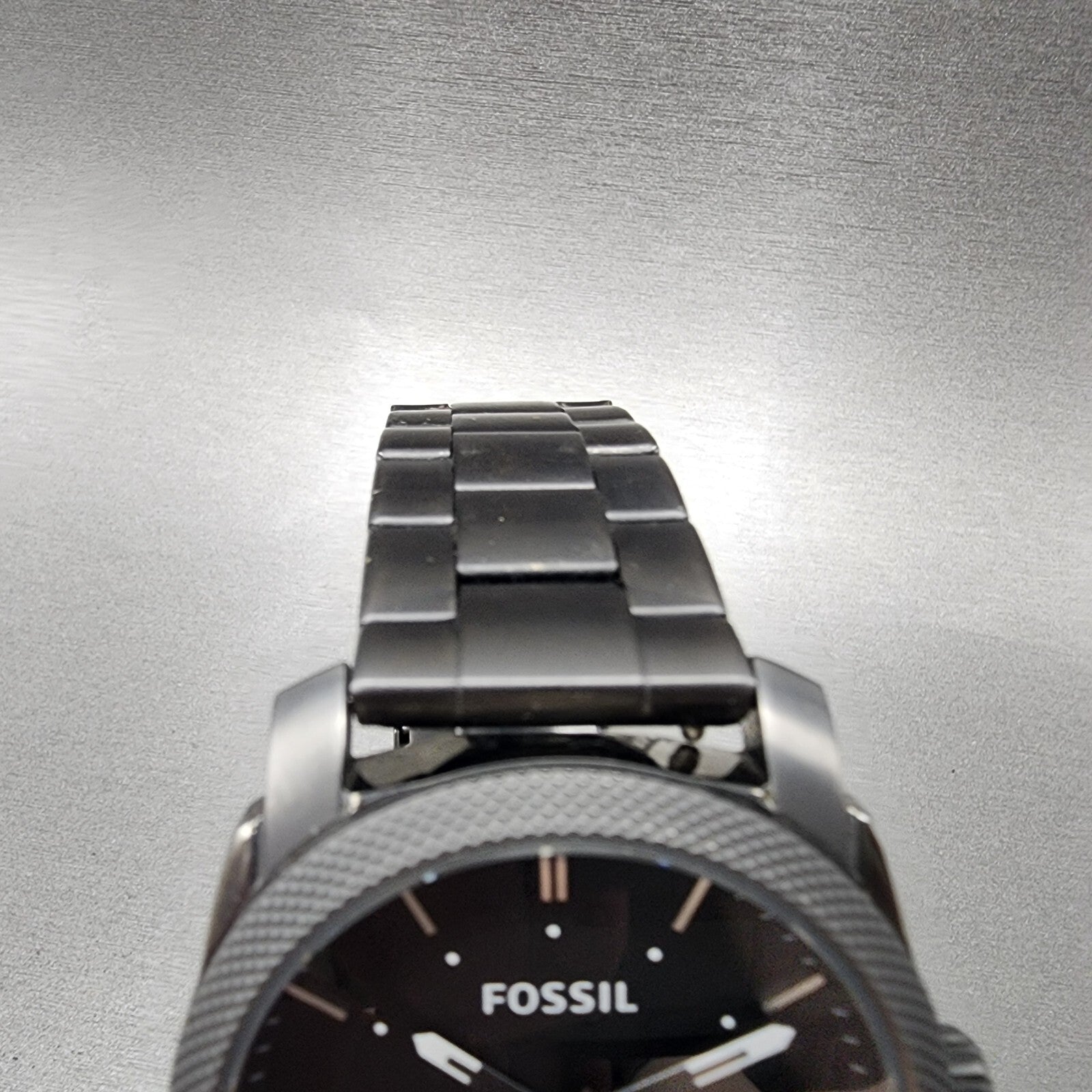 Fossil Machine Watch Men 42mm Black Dial Gray Tone Date Round FS4774 New Batt4
