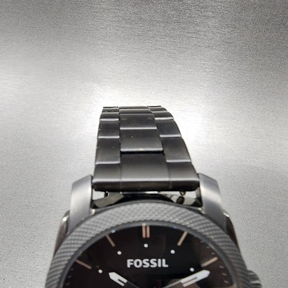 Fossil Machine Watch Men 42mm Black Dial Gray Tone Date Round FS4774 New Batt4