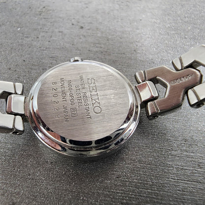 Seiko Watch Women 20mm Black Dial Silver Tone Round 1n000pg0 New Battery9