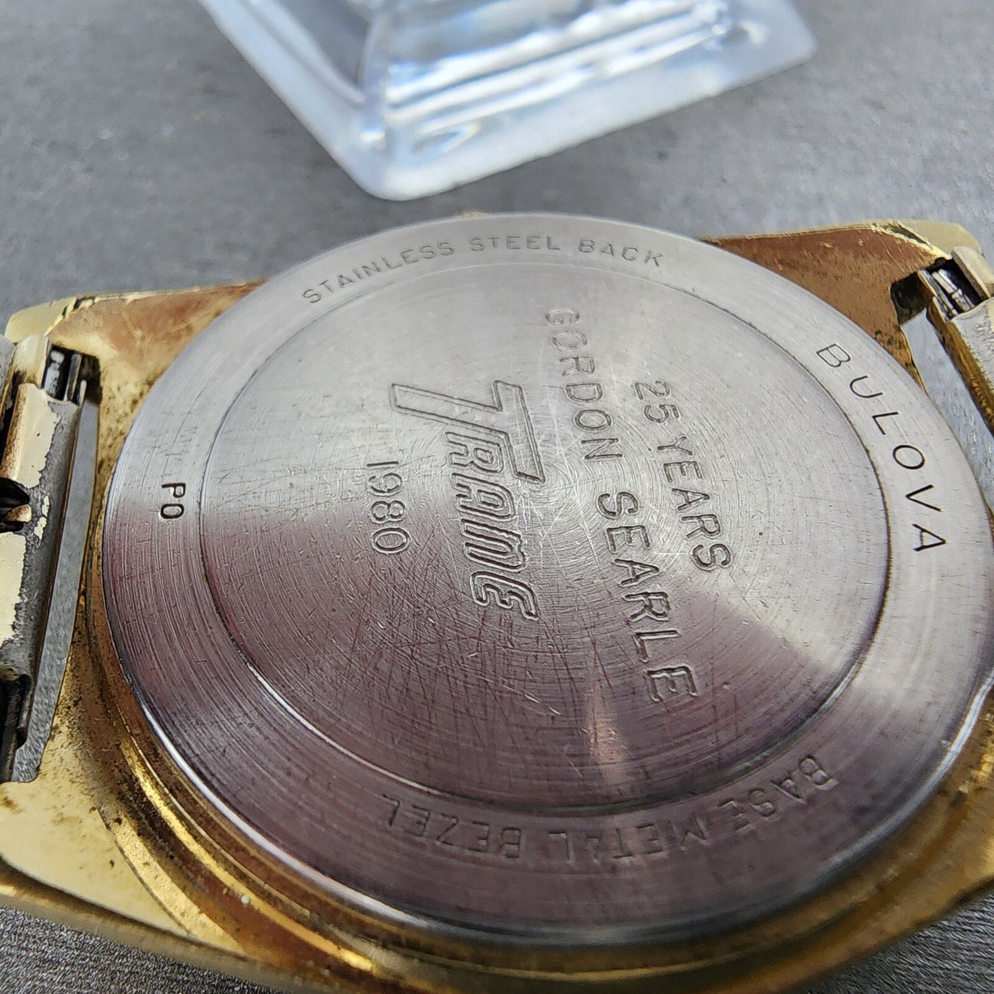 Bulova Accutron Watch Men 36mm Gold Dial Gold Tone Daydate 7256 PARTS10