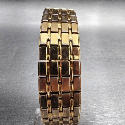 Seiko Lassale Tank Watch Men 22mm Black Dial Gold Rectangle 5E20-5009 New Batt7