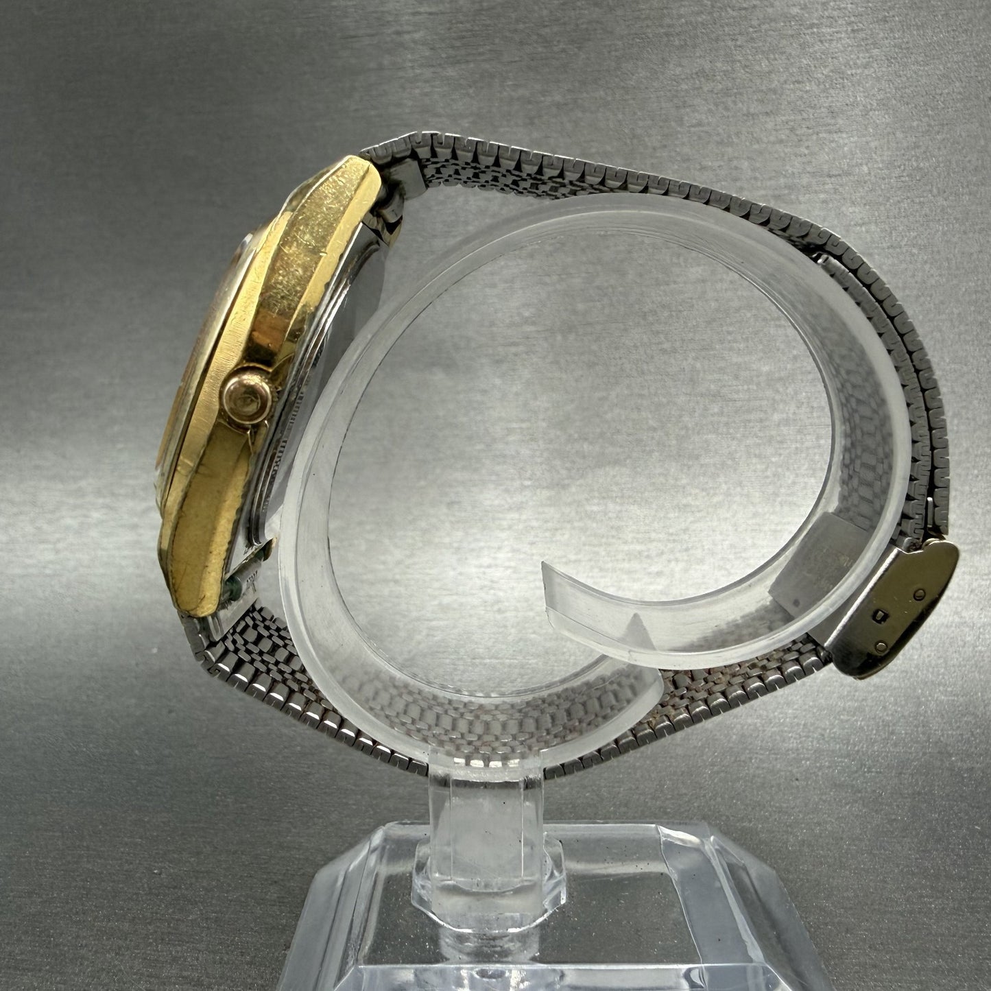 Citizen CQ Crystron Watch Men 33mm Brown Dial Gold Tone Daydate 4731549 PARTS7