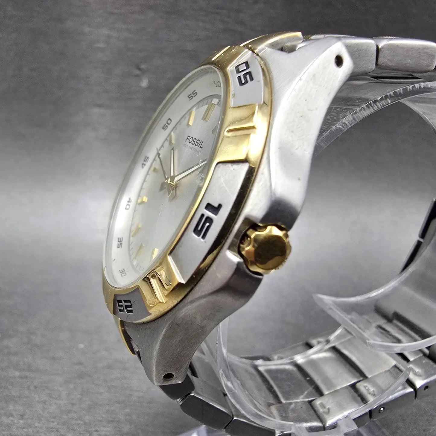 Fossil Blue Watch Men 41mm Silver Dial Two Tone Date Round  AM-3998 New Battery3