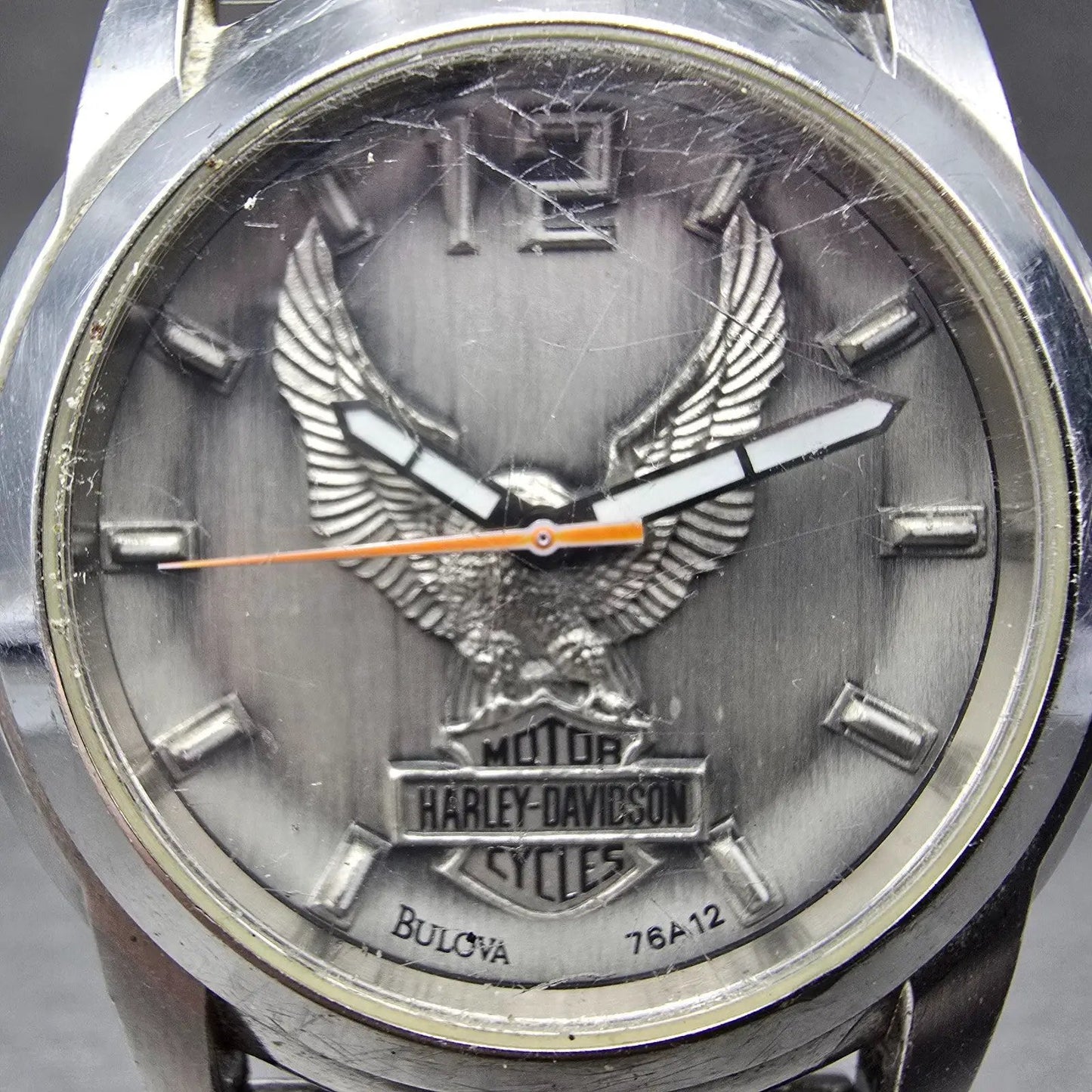 Bulova Harley Davidson Watch Men 40mm Silver Dial Silver Tone 76A12 New Battery1