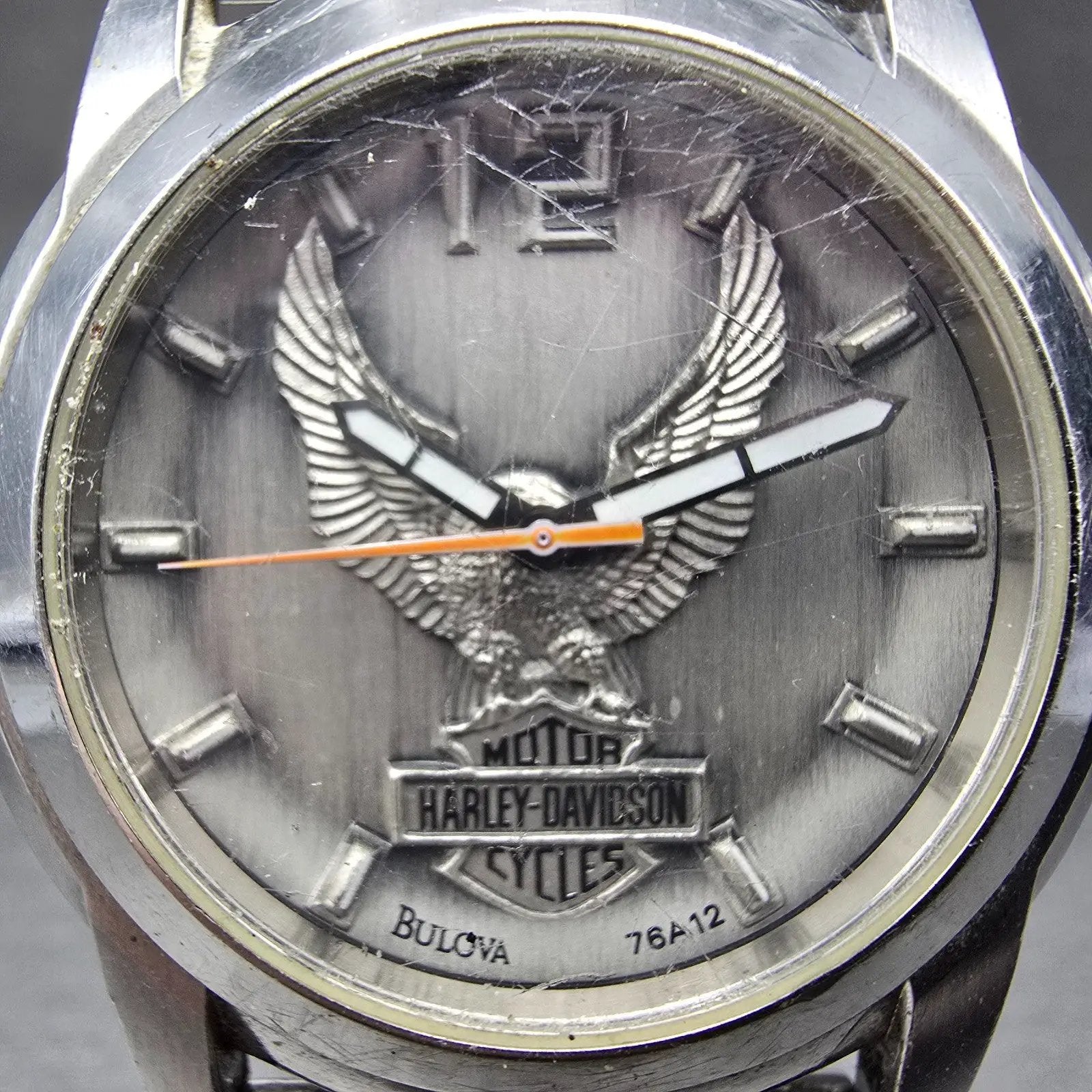 Bulova Harley Davidson Watch Men 40mm Silver Dial Silver Tone 76A12 New Battery1
