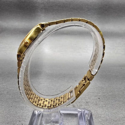 Citizen CQ Watch Women 17mm Gold Dial Gold Tone Oval 3220-848667 New Battery VTG6