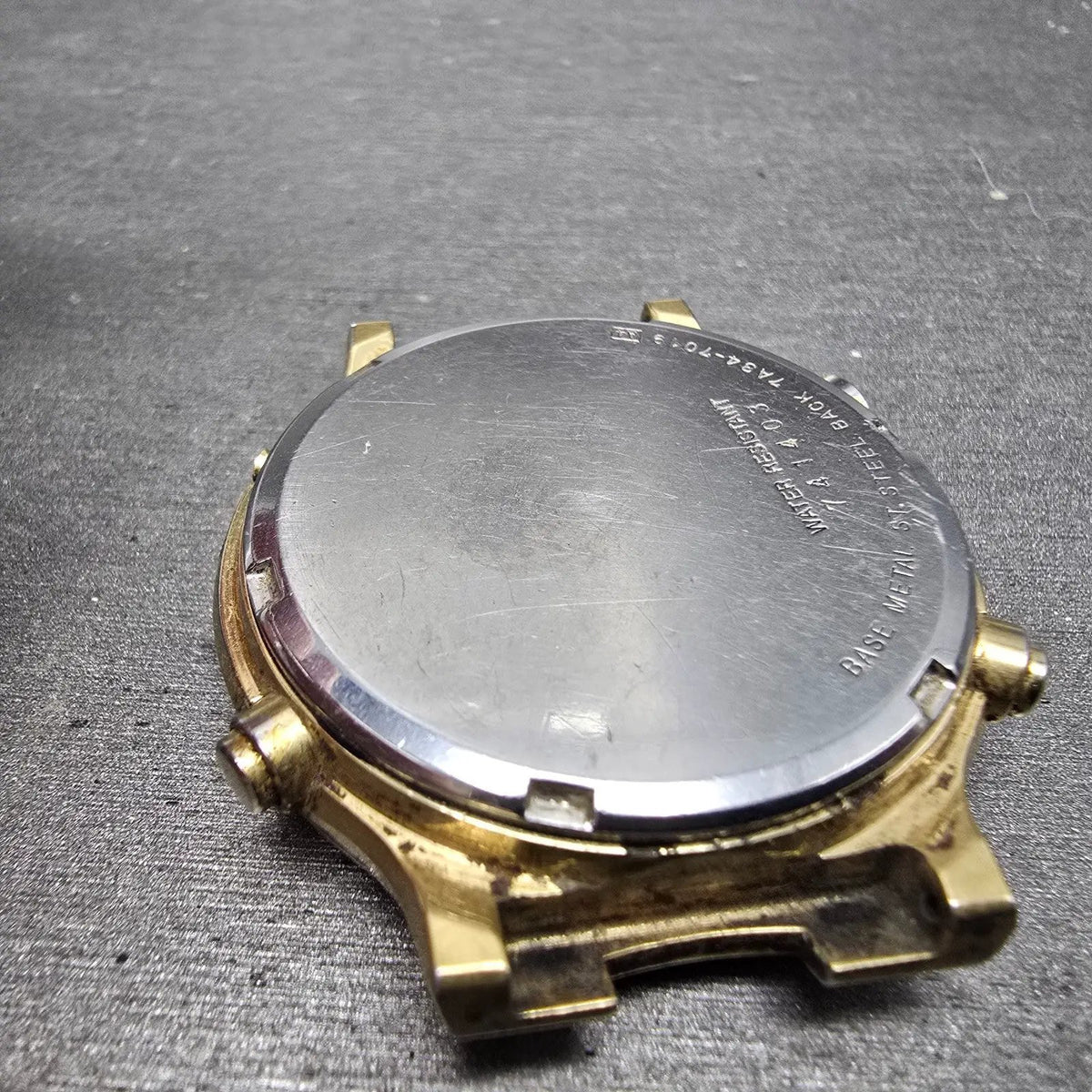 Seiko Chronograph Watch Men 37mm Gold Dial Gold Tone Date 7A34-7019 PARTS11