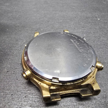 Seiko Chronograph Watch Men 37mm Gold Dial Gold Tone Date 7A34-7019 PARTS11