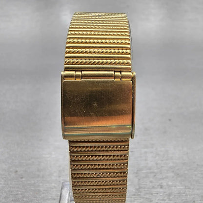 Bulova Watch Men 25mm Gold Dial Gold Tone Gem Stone Rectangle 92M45 New Battery7