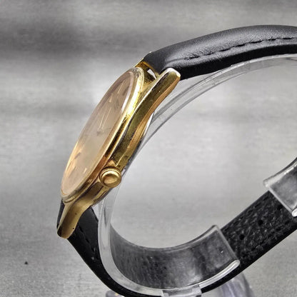 Seiko Watch Men 32mm Gold Dial Gold Tone Round 5Y30-7A71 New Battery Vintage2